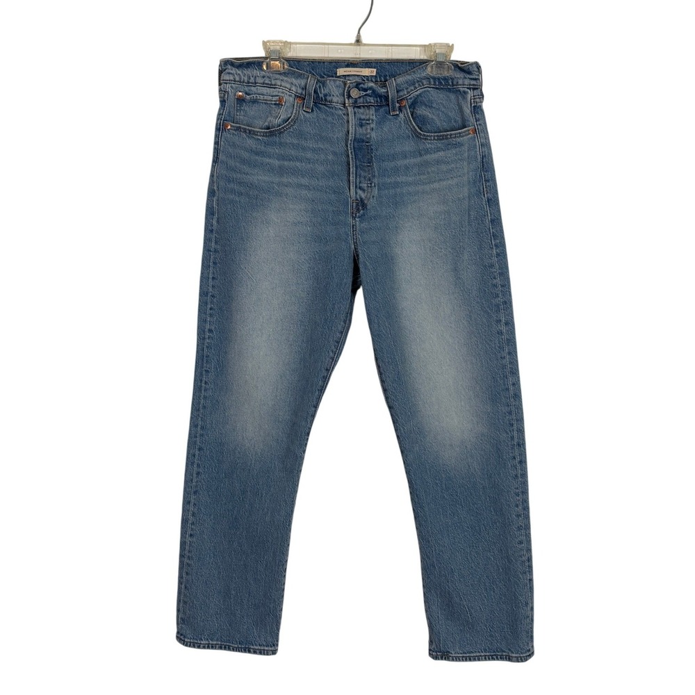 Levis Wedgie Straight Jeans Women 32 Blue Medium Wash High Rise Button Fly Denim